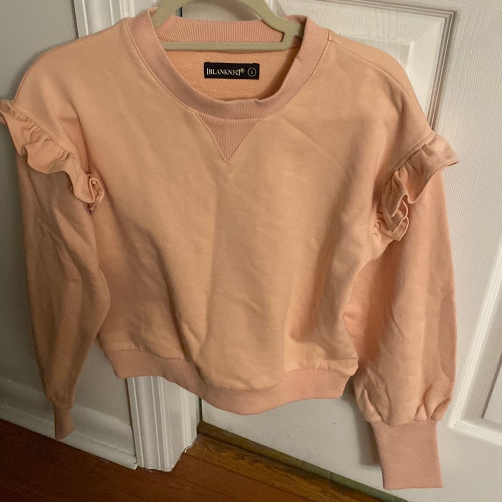 BLANKNYC French Terry sweatshirt w/ruffle detail Small NWT